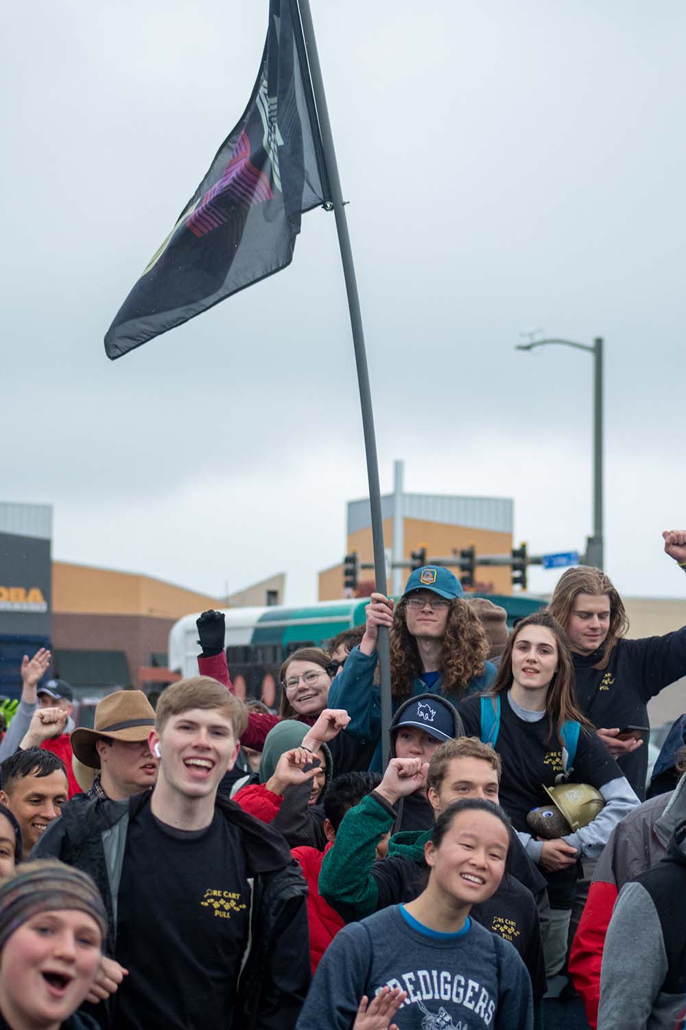 Mines students walking during the Ore Cart pull